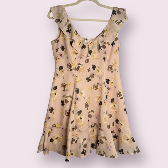 ASOS Dresses & Skirts - ASOS Light Pink and Yellow Floral Sleeveless Ruffle Mini Dress Size 6